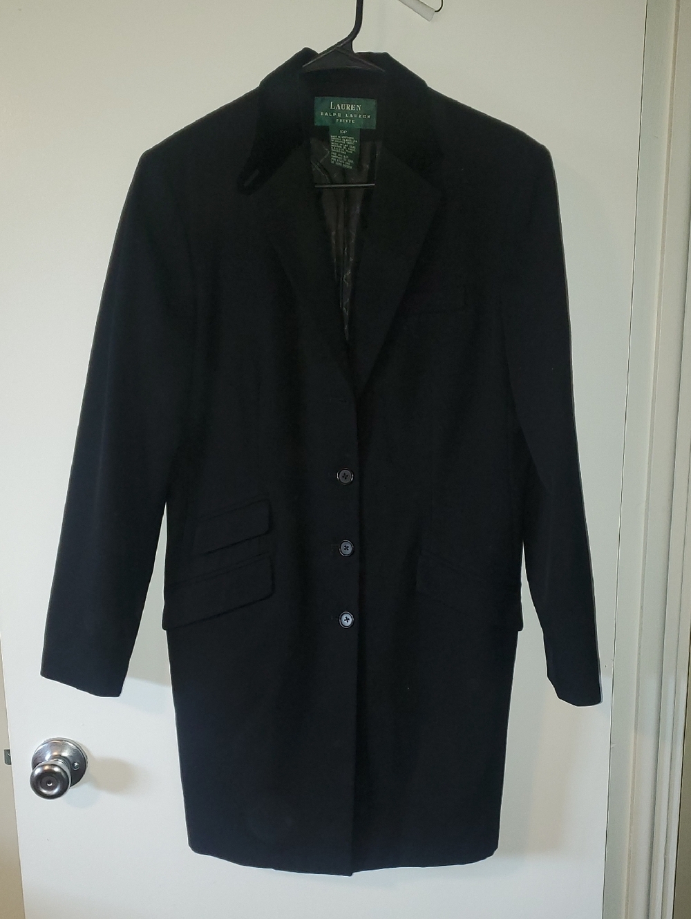 Lauren Ralph Lauren Black Single-Breasted Wool Coat